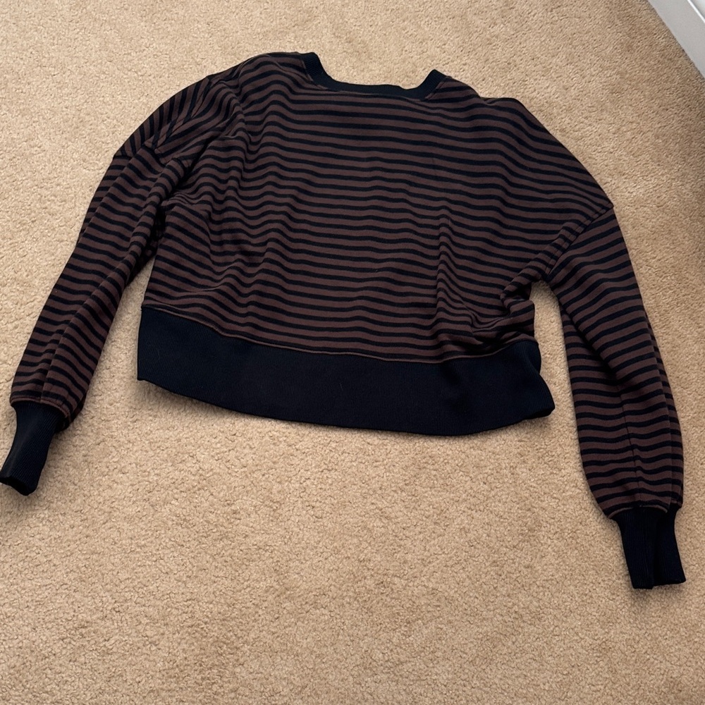 Aerie Black and Brown Striped Top